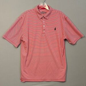 johnnie-O Men’s Medium Prep Performance Polo in Classic Red and White Stripe